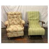 Two vintage upholstered glider/rocker