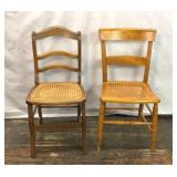 Pair of vintage cane bottom chairs