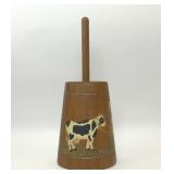 1980s HANDPAINTED DECORATIVE WOOD BUTTER CHURN