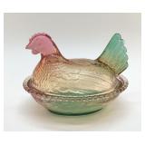 MULTI-COLORED HEN ON A NEST 7'
