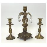 3 VTG BRASS CANDLESTICKS CANDLEHOLDERS