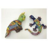 MEXICAN TALAVERA POTTERY PARROT LIZARD WALL DECOR