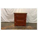 PRIMITIVE STYLE WOODEN RED FARMHOUSE SIDE TABLE