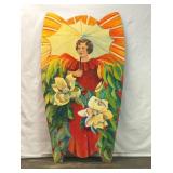 EXTRA LARGE FESTIVAL BOARD PAINTING WOMAN ON WOOD