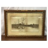 ANTIQUE ENGRAVING EDWARD LLOYD FIELD FRAMED