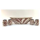 GIRAFFE PRINT LARGE BOWL, SALT, PEPPER SHAKERS