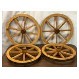 4 WOODEN WAGON WHEELS DECOR