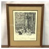 1985 TOBACCO ART PRINT DWIGHT CHANDLER GIRLS