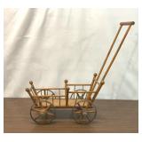 VTG WOODEN ROLLING DOLL CART