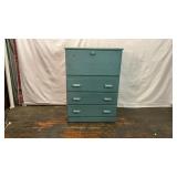 VTG BLUE PAINTED DROP FRONT SECRETARY DESK