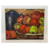 ORIGINAL STILL LIFE PAINTING APPLES IN BOWL