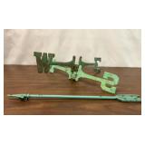 PATINAED METAL WEATHERVANE TOP TEAL ARROW