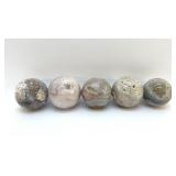 5 QUARTZ CRYSTAL SPHERES 3' with Geodes