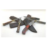 5 CUSTOM-MADE KNIVES WITH SHEATHS