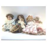 5 PORCELAIN MODERN DOLLS