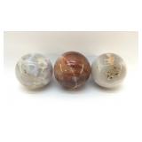 3 LG QUARTZ CRYSTAL SPHERES GEODE