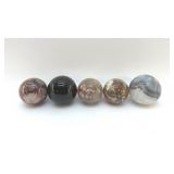 5 QUARTZ CRYSTALS, SPHERES