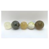 5 QUARTZ CRYSTAL SPHERES