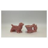 VTG PINK CERAMIC COCKER SPANIEL SQUIRREL PLANTERS