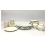 ASSORTED WHITE CHINA DISHES PLATES BOWLS CREAMER