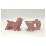 VTG PINK CERAMIC COCKER SPANIEL SQUIRREL PLANTERS