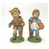 VTG PAIR LARGE HUMMEL STYLE BOY GIRL FIGURINES