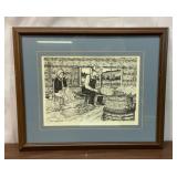 VTG TOBACCO ART PRINT DWIGHT CHANDLER TYING