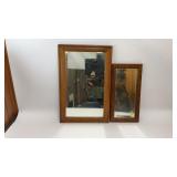 2 WOOD FRAMED WALL MIRRORS