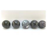 5 QUARTZ CRYSTAL SPHERES