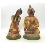 2 VTG NATIVE AMERICAN MAN WOMAN CERAMIC FIGURINES