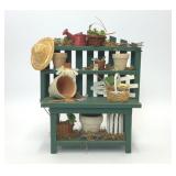 MINIATURE REPLICA GARDEN POTTING BENCH TABLE