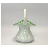 VTG KANAWHA GLASS GREEN MILK GLASS CASED BASKET