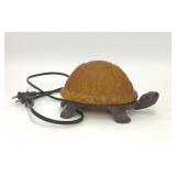 TIFFANY STYLE AMBER GLASS TURTLE LAMP