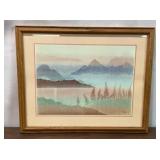 VTG PASTEL LANDSCAPE ART PRINT PESSIA