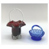 2 ART GLASS MINI BASKETS 6'