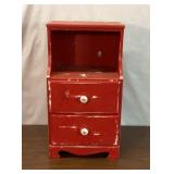 27 x 14 x 12' red painted wood nightstand