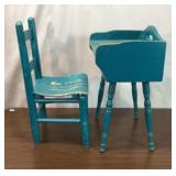 Vintage wood, childï¿½s chair and desk