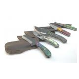 5 CUSTOM HANDMADE KNIVES WITH SHEATHS