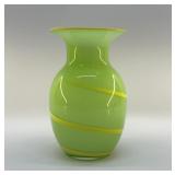 ART GLASS LIME GREEN SWIRL VASE