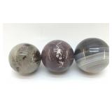 3 QUARTZ, CRYSTAL POLISHED SPHERES 2.5'