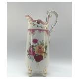 1898 CHINA ROSES FOOTED PITCHER 14.5'
