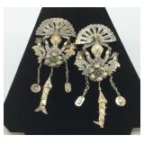 PERUVIAN VTG TUPU SHAWL PINS 7'