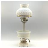 ANTIQUE MILK GLASS BEDSIDE LAMP 20'