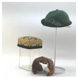 3 1950's LADIES HATS PHEASANT FEATHERS, RUSSIAN