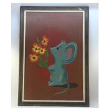 RIO BIG BLUE MOUSE OIL PAINTING