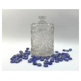IMPERIAL BISCUIT JAR, BLUE IRIDESCENT 1/2 MARBLES