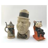 STEIN, WC FIELDS DECANTER, WINKING CAT BANK