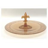 12' Fostoria Fluer-De-Lis Amber sandwich tray