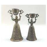Vintage pair of silver plate wedding cups