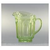URANIUM GLASS PITCHER GLOWS 5 1/4'